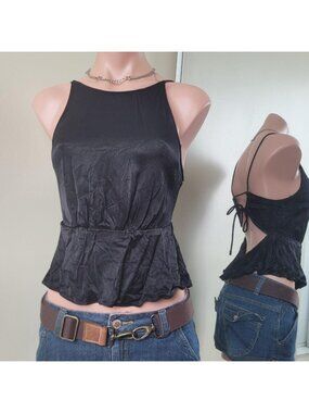 Zara Unique Backless Ruffle Trim Summer Camisole Top (S)